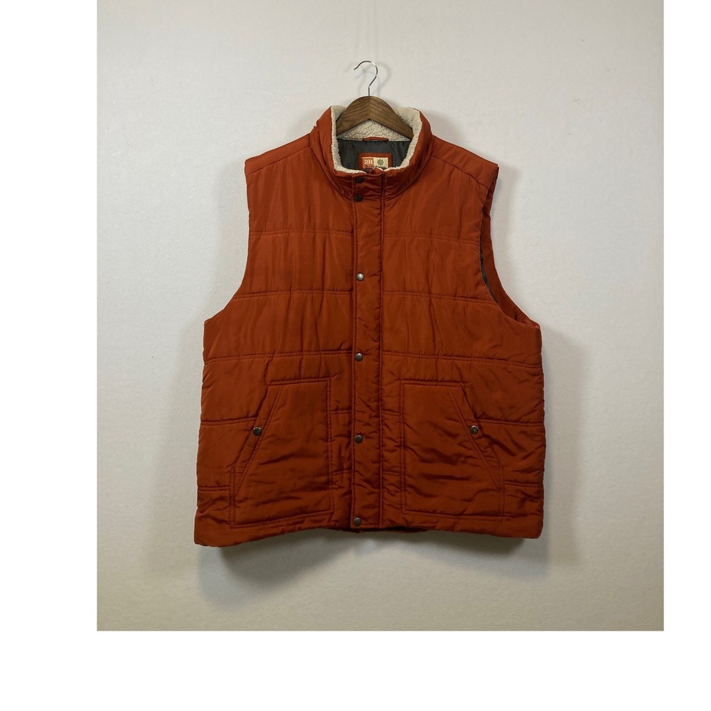 Ruff Hewn Men's Puffer Vest Sherpa‎ Lined Rust Orange Size XXL
